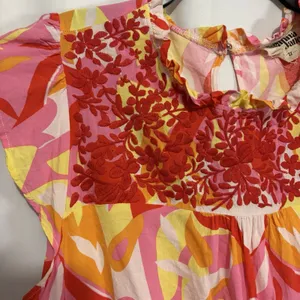 Savanna Jane Tunic Top Womens 2X Orange Abstract Floral Embroidered Boho Rayon thumbnail 2