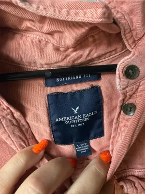 American Eagle Boyfriend Fit Distressed Button-Up Shirt – Size Large thumbnail 4