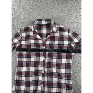 Ralph Lauren Flannel Lounge Shirt Women S Embroidered Logo Plaid Relax Sleep Top thumbnail 4