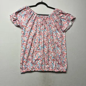 Woman's Floral Flutter Sleeve Smocked Waist Top thumbnail 2