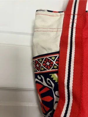 Vera Bradley Red Canvas Tote with Patterned Trim thumbnail 6