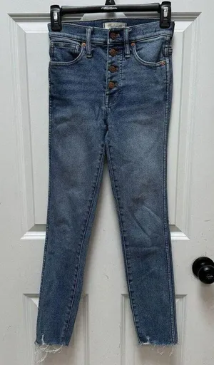 Madewell 10” High Rise Skinny Jeans Button Fly Size 24 Raw Hem thumbnail 3