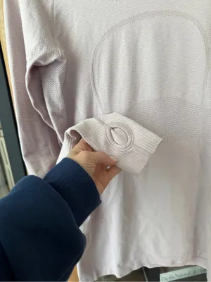 Lululemon Swiftly Tech Long Sleeve Crew tee thumb holes Smoky Blush porcelain thumbnail 8