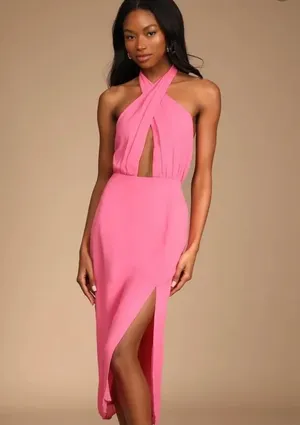 Lulu’s Pink Midi Dress  thumbnail 5