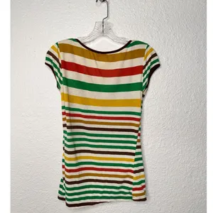 AGaci Vintage Striped Y2K 90s Henley Tee Top with Faux Cami Insert Size M thumbnail 2