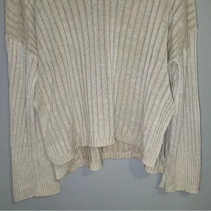 J. Crew neutral relaxed cotton linen blend collared sweater women’s size L XL thumbnail 4