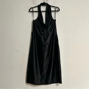 Express Satin Twist Halter Neck Midi Dress in Black Size XL Holiday Formal Event thumbnail 7