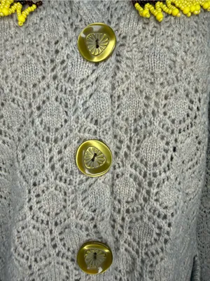 Anthropologie brand SPARROW 100% Lambswool Beaded Collar Cardigan Sweater thumbnail 3
