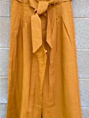 Zara Wide-Leg Paperbag Culotte Pants - Caramel Brown thumbnail 3