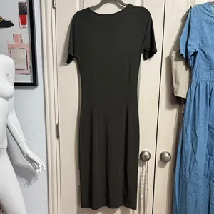 Vintage Maria Bonita Dark Green Minimalist Midi Dress Shoulder‎ Cutout Y2K thumbnail 3