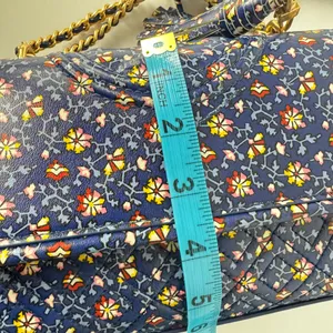 Tory Burch Fleming Printed Small Convertible Shoulder Bag Blue Wild Pansy thumbnail 15