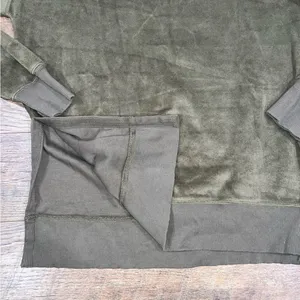 aerie Army Green Fleece Oversized Crewneck Sweatshirt thumbnail 9