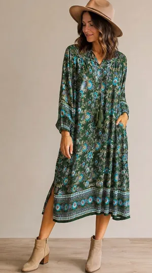 Natural Life Lula Tiered Maxi Floral Boho Ruffled Cottagecore Dress M NEW thumbnail 1