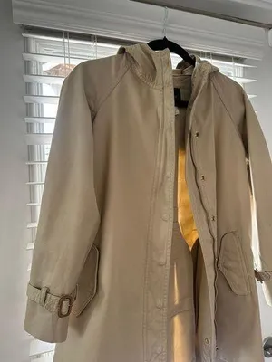 Vintage 90s Khaki Snap-Buttoned Hooded Utility Trench Coat - 2P thumbnail 8