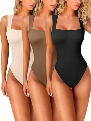 Square neck tank body suit Tan Size XS thumbnail 1