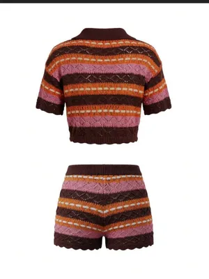 SHEIN Crochet Knit Two-Piece Cardigan & Shorts Set M thumbnail 7