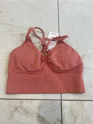 NWT HALARA Salmon OneForm Seamless Flow Low Support Ruched Sports Bra Size Small thumbnail 2