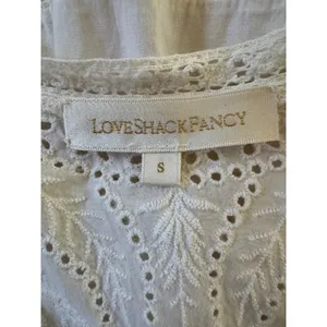 LoveShackFancy Rebecca 100% Cotton White Lace Embroidered Tiered Midi Dress thumbnail 11