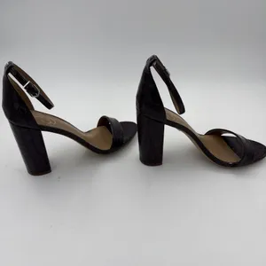 Sam Edelman Womens Yaro Sandal 10.5 Eggplant Leather Chunky Heel Ankle Strap thumbnail 6
