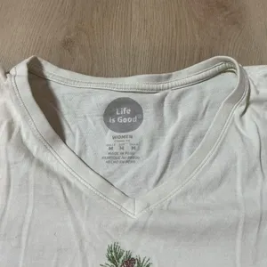 Life is Good Womens Long‎ Sleeve Graphic T Shirt White V Neck Happy Trails Boot thumbnail 4