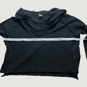 We The Free Free People Black Waffle Knit Cowl Neck Thermal Top XS thumbnail 6