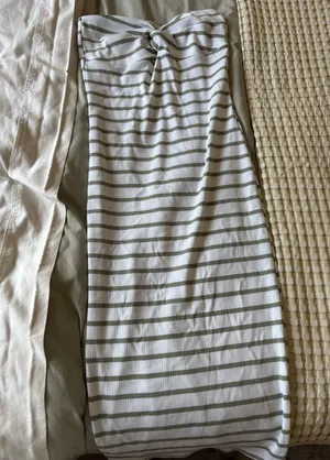 Derek Heart Olive and White Striped Dress thumbnail 1