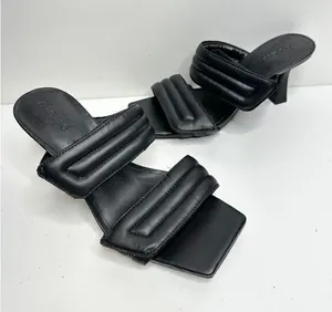 Abound Open Toe Sandals‎ Womens Size 6 Qarly Heeled Black Slip On Heels thumbnail 1