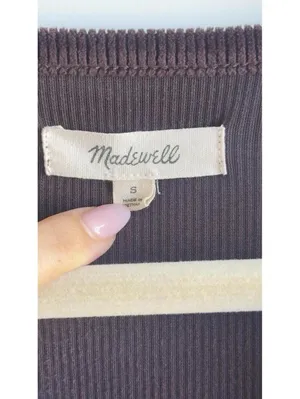 Madewell Corduroy Tie Front Faux Wrap Top Spiced Raisin Balloon Sleeve S thumbnail 4
