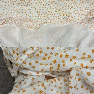 For‎ Love & Lemons Aurora Ruffle Mini Dress White Orange Star Print XS Celestial thumbnail 7