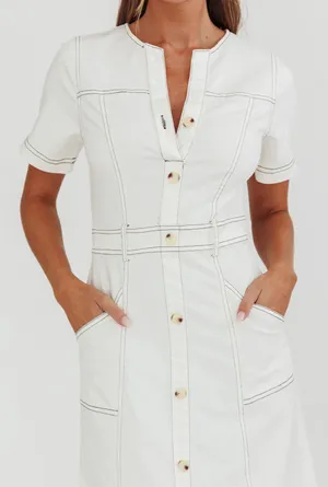 White Button Down Maxi Dress Selfie Leslie  thumbnail 4