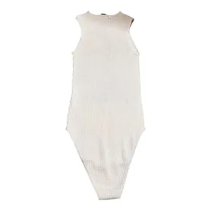 Zara Textured Cut-Out Sleeveless Bodysuit in Cream thumbnail 3
