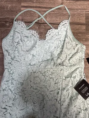 Lulus Light Blue Floral Lace Open Back Mini Dress NWT thumbnail 7
