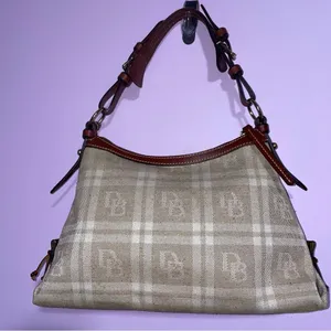 Dooney & Bourke East West Slouch Small Hobo Shoulder Bag Logo Y2K Plaid Vintage thumbnail 7
