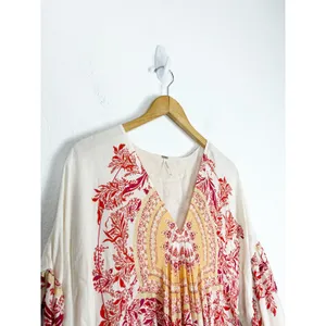 Free People Sunset Dreams Printed Tunic Size XS Ruffle Sleeve Bohemian Relaxed thumbnail 8