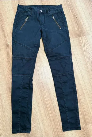 American Eagle Black Moto Jegging Zip Pocket‎ Super Stretch Skinny Jeans Size 4 thumbnail 1