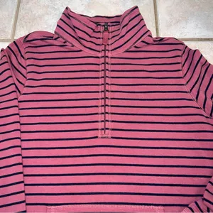 LL Bean Pink Striped 1/4 Zip Pullover Sz S Regular thumbnail 2
