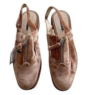 Zara Velour Slingback Shoes size 10 thumbnail 1