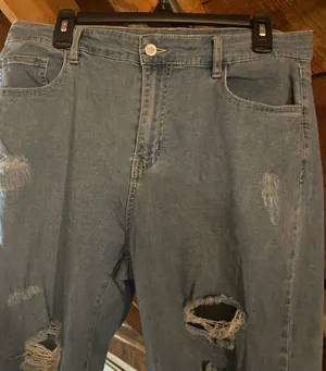 Shein Distressed Jeans Light Blue Denim Hi-rise Waist Sz XL Pe thumbnail 3