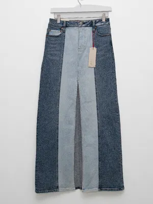 Alice + Olivia Jeans - Georgia Two-Tone Denim Maxi Skirt thumbnail 2