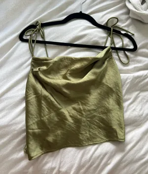 Princess Polly Silk Top Sage thumbnail 1