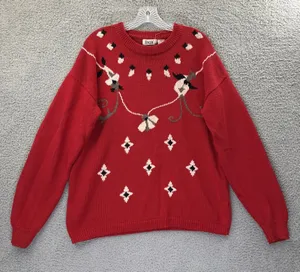 Vintage Lucia Knit Sweater 90s Retro Folk Motif‎ Grandmacore Cottage Women's XL thumbnail 1