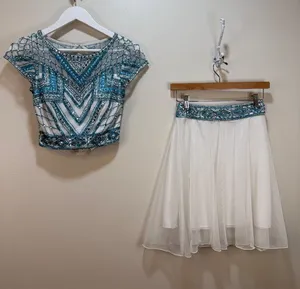 Shail K Beaded Embellished 2 Piece Set Open Back Tulle Tutu Skirt Sz 2 thumbnail 1