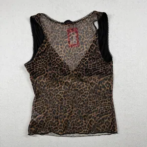 Edikted Leopard Print Sheer Mesh Tank Top Women’s Medium Y2K NWT thumbnail 2
