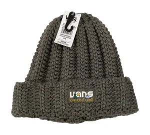 NWT VANS Off The Wall BEANIE Chunky Knit Cuff Cap AVOCADO PIT Green Womens OS thumbnail 1