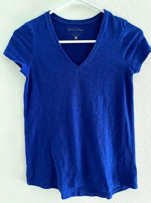 Lilly Pulitzer Top Womens XXS Blue Cotton Minimalist Capsule‎ Luxury Preppy thumbnail 1