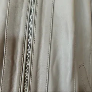 Cole Haan 100% Genuine Lambskin Leather Moto Jacket Lined‎ Biker Taupe Size M thumbnail 8