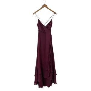 Lulus In Love Forever Plum Lace-Up High-Low Maxi Dress size S NWT thumbnail 3