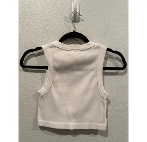 ZARA Racer Back Rib Antique White Crop Top thumbnail 3