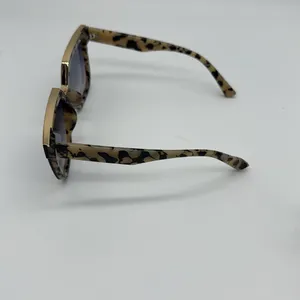 ISLANDR Sunglasses. Stylish Tan and black print with gold trim on the top. thumbnail 5