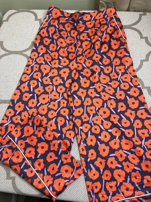 Anthropologie HUTCH Poppy Floral Wide-Leg Crop Pants Orange/Purple Size S thumbnail 1